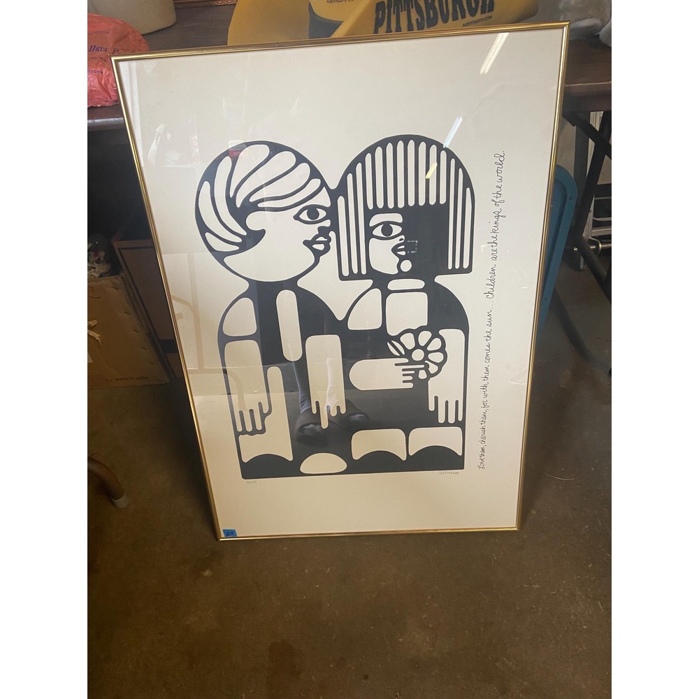 RARE Vintage Fine Art Signed John Morrell 46/150 Two Children 23x33"